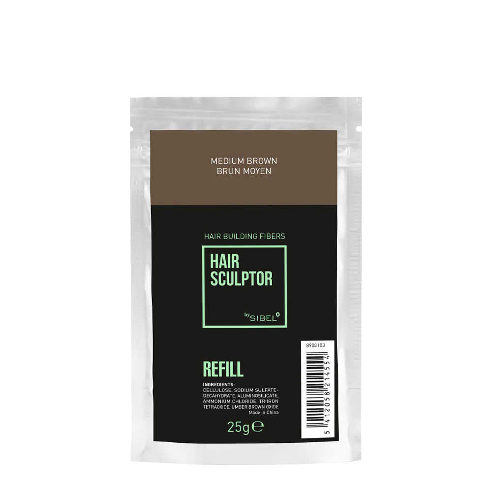 Sibel Hair Sculptor Hair Building Fibers Medium Brown Refill 25gr - ricarica fibre infoltenti